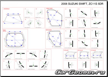 Suzuki Swift (ZC11 ZC21 ZD11 ZD21) 2004-2010 (RH Japanese market) Body dimensions