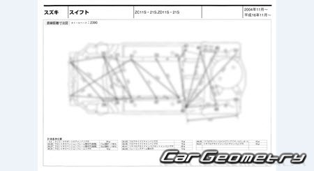 Suzuki Swift (ZC11 ZC21 ZD11 ZD21) 2004-2010 (RH Japanese market) Body dimensions