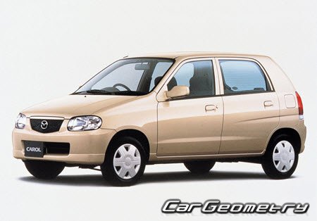 Кузовные размеры Mazda Carol (HB12S HB22S HB23S) 1998-2004, Размеры кузова Mazda Carol 1998-2004