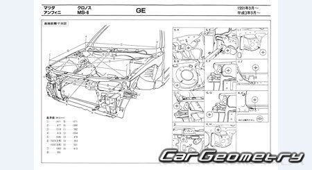 Mazda Cronos & Efini MS-6 (GE) 1991-1994 (RH Japanese market) Body dimensions