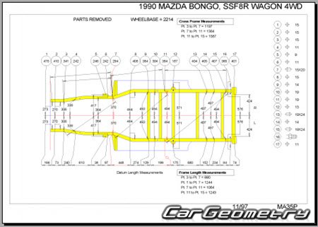 Mazda Bongo (SS) 1983-1995 (RH Japanese market) Body dimensions