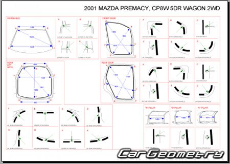 Mazda Premacy (CP) 19992005 (RH Japanese market) Body dimensions