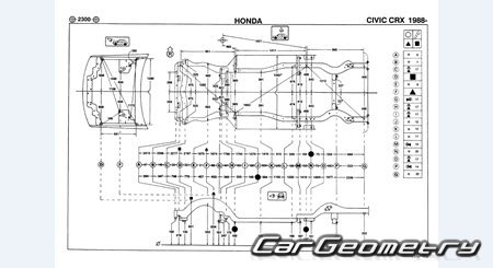Honda CR-X (EF6 EF7 EF8) 1987-1992 (RH Japanese market) Body dimensions