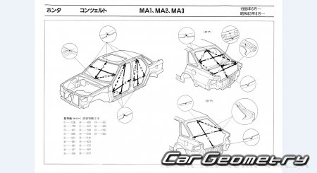 Honda Concerto (MA1 MA2 MA3) 1987-1992 (RH Japanese market) Body dimensions