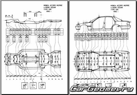 Honda Accord Inspire & Vigor (CB5) 1989-1995 (RH Japanese market) Body dimensions