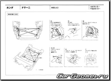 Honda Domani (MB3 MB4 MB5) 1997-2000 (RH Japanese market) Body dimensions