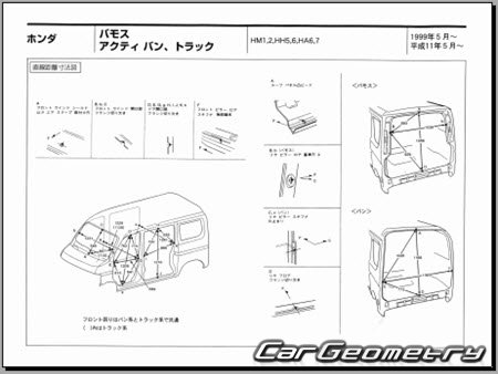 Honda Acty & Honda Vamos 2000-2018 (RH Japanese market) Body dimensions