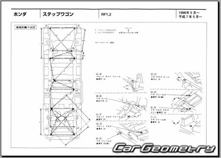 Honda StepWGN (RF1 RF2) 1996-2001 (RH Japanese market) Body dimensions
