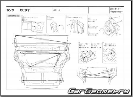 Honda Mobilio (GB1 GB2) 2001-2008 (RH Japanese market) Body dimensions