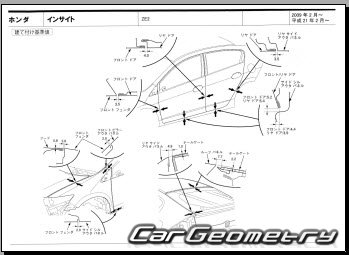 Honda Insight (ZE2) 2009-2014 (RH Japanese market) Body dimensions