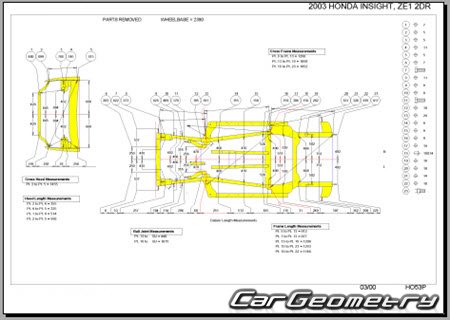 Honda Insight (ZE1) 1999-2006 (RH Japanese market) Body dimensions