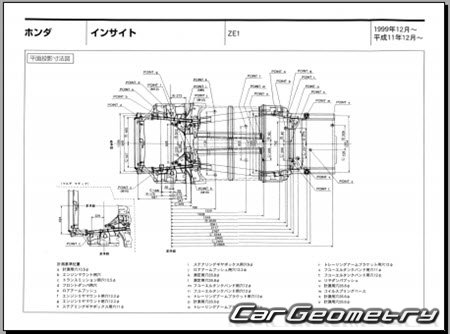 Honda Insight (ZE1) 1999-2006 (RH Japanese market) Body dimensions