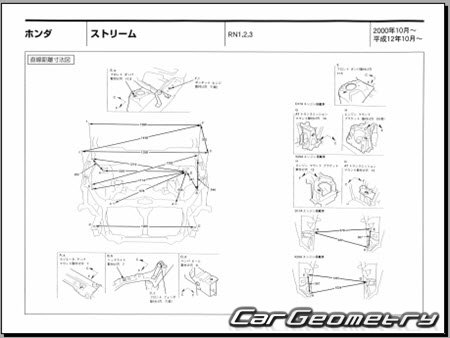 Honda Stream (RN1-RN5) 2000-2006 (RH Japanese market) Body dimensions