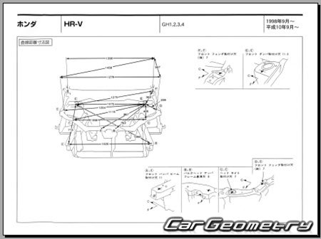 Honda HR-V (GH1 GH2 GH3 GH4) 1998-2005 (RH Japanese market) Body dimensions