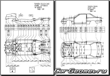 Toyota Celica (T160) 1985-1989 (RH Japanese market) Body dimensions