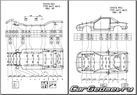 Toyota MR2 (W10) 1984-1989 (RH Japanese market) Body dimensions