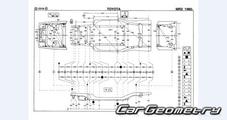 Toyota MR2 (W10) 1984-1989 (RH Japanese market) Body dimensions