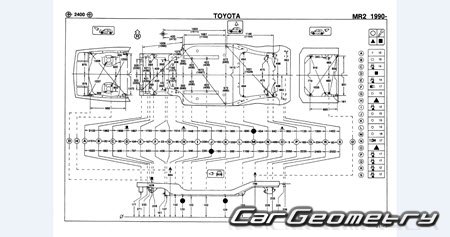 Toyota MR2 (SW20) 1989-1999 (RH Japanese market) Body dimensions