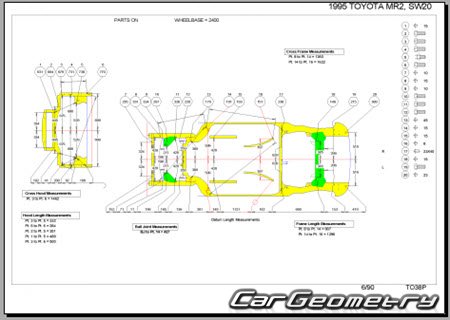 Toyota MR2 (SW20) 1989-1999 (RH Japanese market) Body dimensions