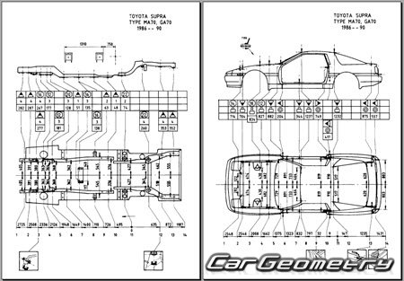 Toyota Supra (GA70 MA70) 1986-1993 (RH Japanese market) Body dimensions