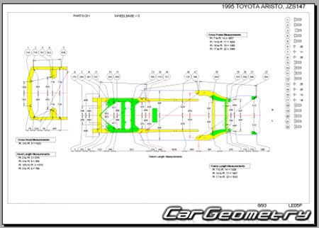 Toyota Aristo (JZS147 UZS143) 1991-1997 (RH Japanese market) Body dimensions