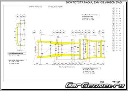 Toyota Nadia (XN10# CN10#) 1998-2003 (RH Japanese market) Body dimensions