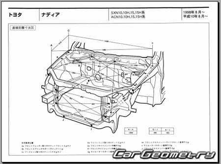 Toyota Nadia (XN10# CN10#) 1998-2003 (RH Japanese market) Body dimensions