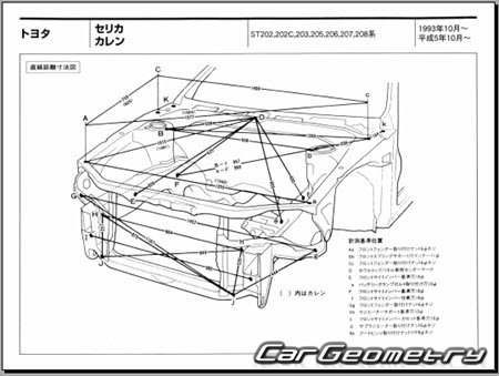 Toyota Celica (T20) 1993-1999 (RH Japanese market) Body dimensions