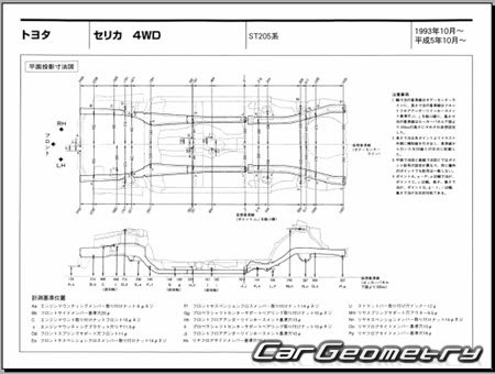 Toyota Celica (T20) 1993-1999 (RH Japanese market) Body dimensions
