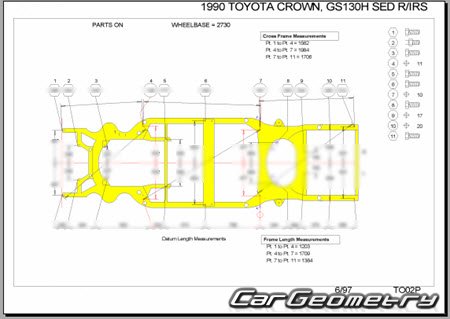 Toyota Crown (S130) 1987-1991 (RH Japanese market) Body dimensions