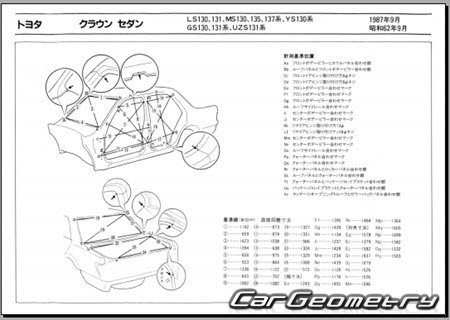 Toyota Crown (S130) 1987-1991 (RH Japanese market) Body dimensions