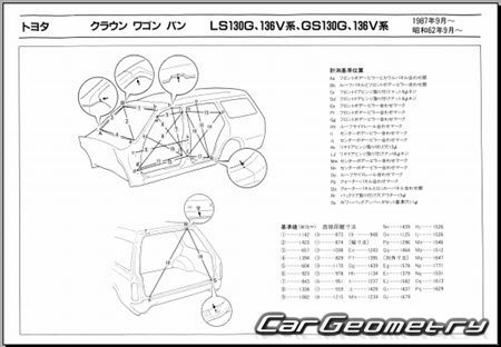 Toyota Crown (S130) 1987-1991 (RH Japanese market) Body dimensions