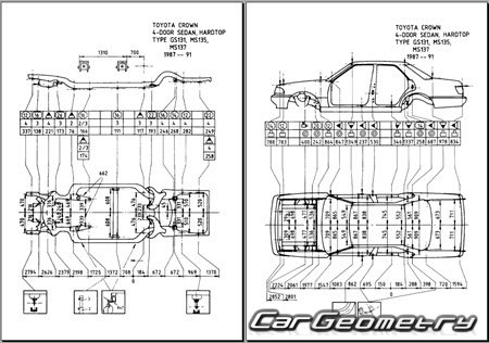 Toyota Crown (S130) 1987-1991 (RH Japanese market) Body dimensions