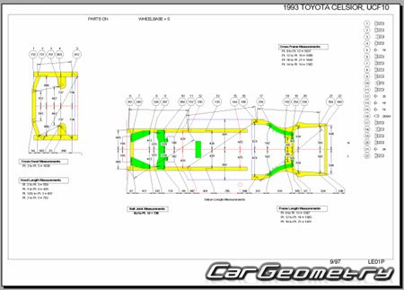 Toyota Celsior (UCF10 UCF11) 1989-1994 (RH Japanese market) Body dimensions