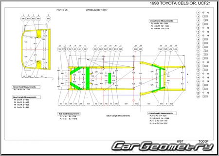 Toyota Celsior (UCF20 UCF21) 1994-2000 (RH Japanese market) Body dimensions