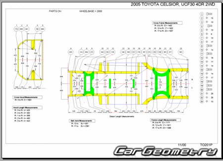 Toyota Celsior (UCF30 UCF31) 2000-2006 (RH Japanese market) Body dimensions