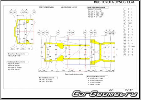 Toyota Cynos (EL44) 1991-1995 (RH Japanese market) Body dimensions