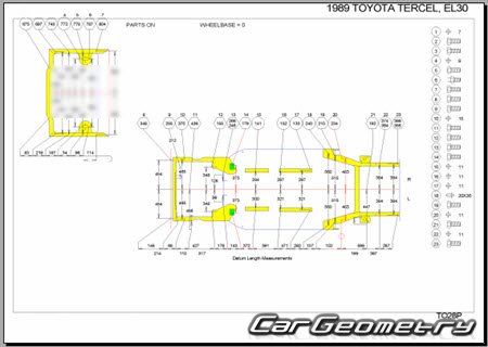 Toyota Corsa & Corolla II & Tercel (EL30) 1986-1990 (RH Japanese market) Body dimensions