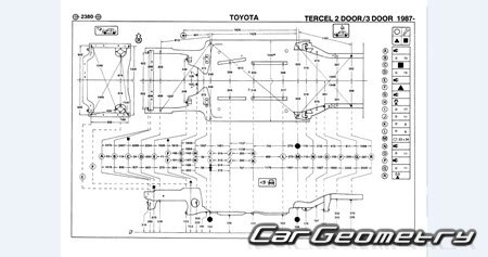 Toyota Corsa & Corolla II & Tercel (EL30) 1986-1990 (RH Japanese market) Body dimensions