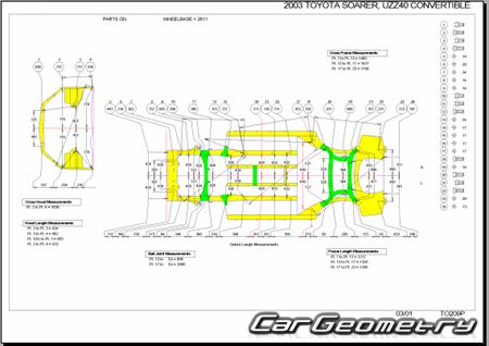 Toyota Soarer (UZZ40) 2001-2005 (RH Japanese market) Body dimensions