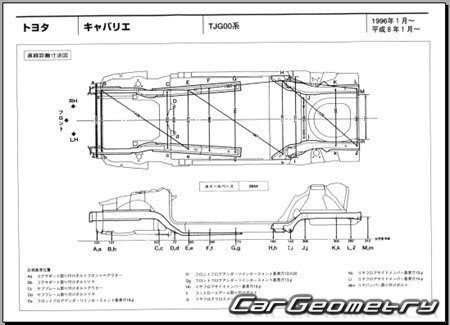 Toyota Cavalier (TJG00) 1996-2000 (RH Japanese market) Body dimensions