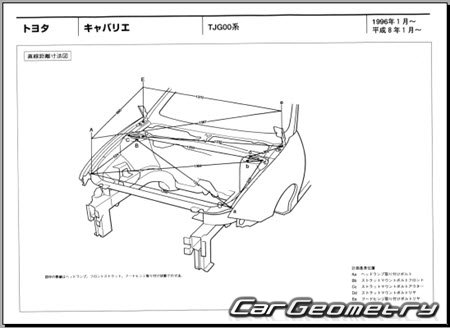 Toyota Cavalier (TJG00) 1996-2000 (RH Japanese market) Body dimensions