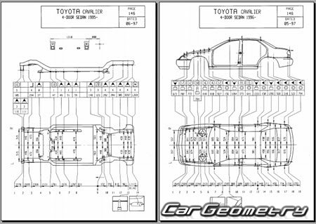 Toyota Cavalier (TJG00) 1996-2000 (RH Japanese market) Body dimensions