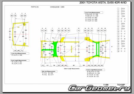 Toyota Vista & Vista Ardeo (V50) 1998-2003 (RH Japanese market) Body dimensions