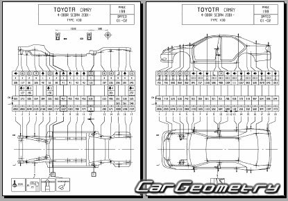 Toyota Camry (ACV30, ACV35) 2001-2006 (RH Japanese market) Body dimensions