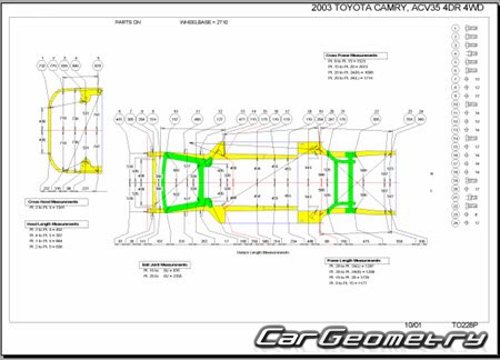 Toyota Camry (ACV30, ACV35) 2001-2006 (RH Japanese market) Body dimensions