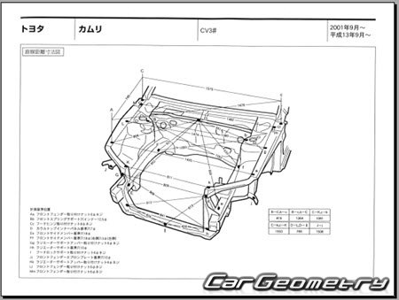 Toyota Camry (ACV30, ACV35) 2001-2006 (RH Japanese market) Body dimensions