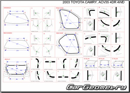 Toyota Camry (ACV30, ACV35) 2001-2006 (RH Japanese market) Body dimensions