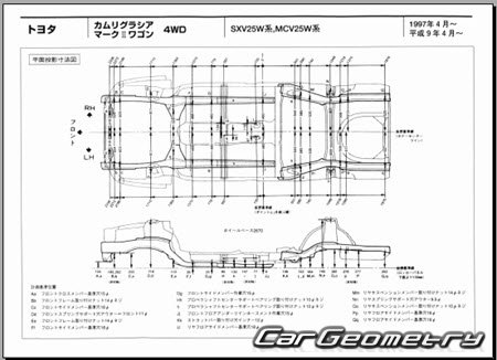 Toyota Camry Gracia (MCV2#, SXV2#) 1996-2001 (RH Japanese market) Body dimensions