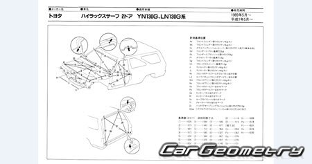 Toyota Hilux Surf (N130) 1989-1995 (RH Japanese market) Body dimensions